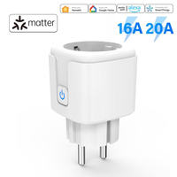 Matter WiFi Smart Socket 16/20A EU Home Appliance Mini Smart Plug Adapter APP Control Works with HomeKit Siri Alexa Google