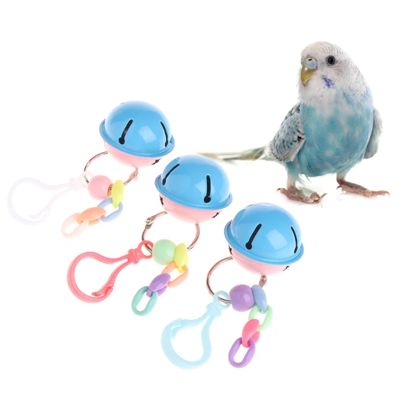 F92B Parrot Chew Swing ระฆังโลหะสีสันสดใสนกแขวนของเล่นกรงตกแต่ง