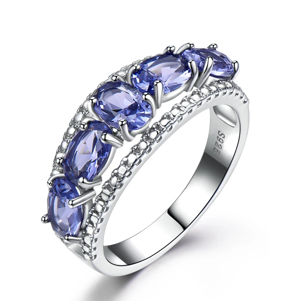 

Created Oval Tanzanite Colorful Gemstone Jewelry 925 Sterling Silver Rings For Female Anniversary Gifts Fine Jewelry New
