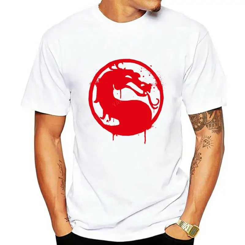 Male t-shirts black Men tshirt  Mortal Kombat Splatter Grafitti Emblem  Mortal Kombat 11 Logo Tee Shirt Printed T-Shirt tees top