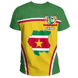 Suriname Flag 3D Printed T-Shirt For Men Gym Sportswear Tee Shirts Round Neck Short Sleeves Kids Summer Casual Loose T Shirt