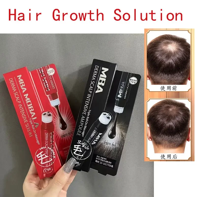 1pcs Hair Line Growth Serum Derma Scalp Hair Loss Triple Massager Roll Regrow 20ml Ampoule Fast Growth Hair Essential Oil