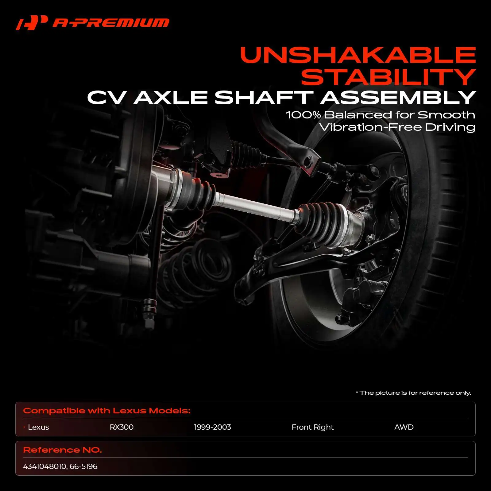 A-Premium Front Passenger Side CV Axle Assembly for Lexus RX300 1999-2003