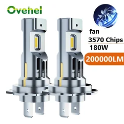 OVEHEL-bombillas de faro LED Mini H7, Chips CSP, Canbus, tamaño 1:1, Luz antiniebla para coche, H4, H11, 200000LM, 180W, H1, 9005, HB3, 9006, HB4, 6000K