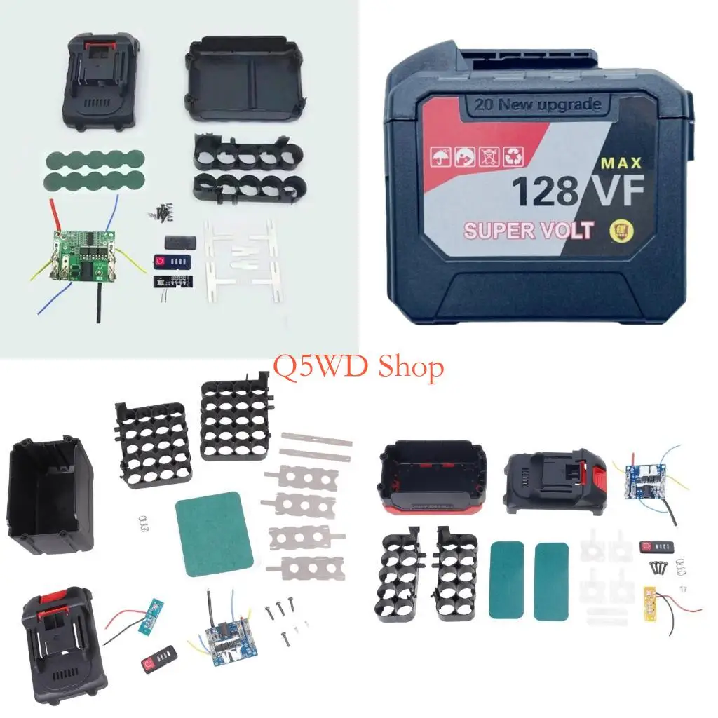 Q5WD Plastic Battery Storage Case Suitable With Tool 10/15/20 Cores ABS Shell Featuring LED Power