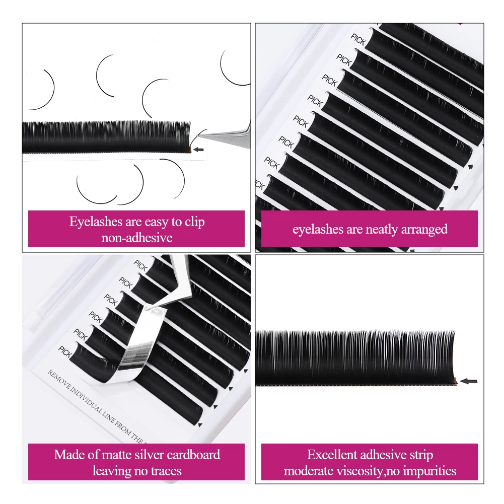 Fadvan Ellipse Flat Eyelash 0.15/0.20 Silk Classic Individual Lashes Extension Natural Faux Mink Eyelashes Wire Matte Black