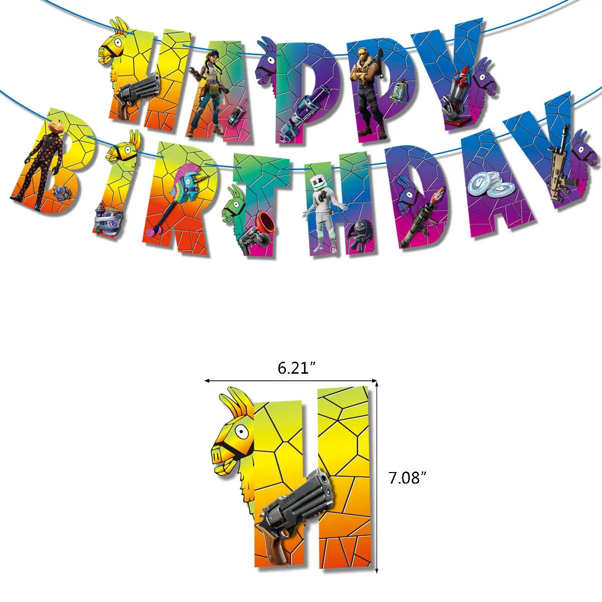 

Fortnition Happy Birthday Banner Bunting Flag Party Decoration Kids Decor Children's Ornament Colorful Girl Boy Parti Supplies