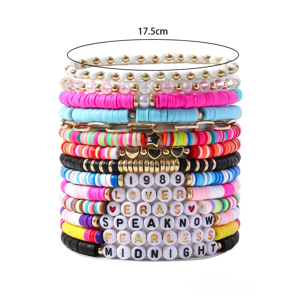 14pcs Taylor Friendship Bracelet Swift TS Clay Beads Music Album Collection Friendship Bracelets for Eras Tour Fans Lover