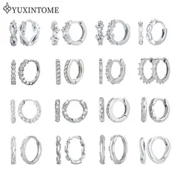 925 Sterling Silver Ear Needle White Zircon Silver Hoop Earrings For Women Simple Huggie Earrings Hypoallergenic Fashion Jewelry