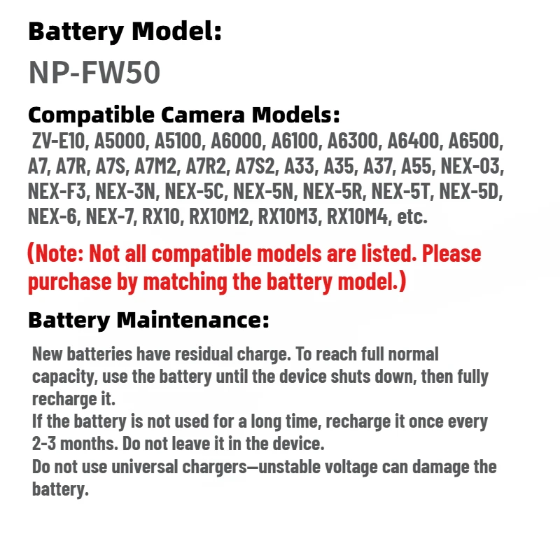 عالية الجودة NP-FW50 بطارية الكاميرا 7.2 فولت 2000 مللي أمبير وشاحن لسوني ZV-E10 A7II A7SII A7S A7 A7R A7RII a6300 a6400 a6500 RX10