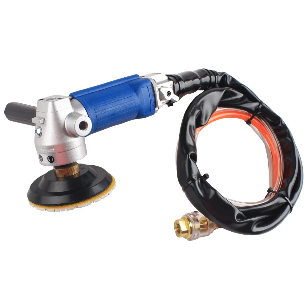 Handheld Pneumatic Wet Stone Polisher Rear Exhaust Air Grinder for Granite Marble Quartz Countertop 5in 0-5500RPM M14 5/8-11