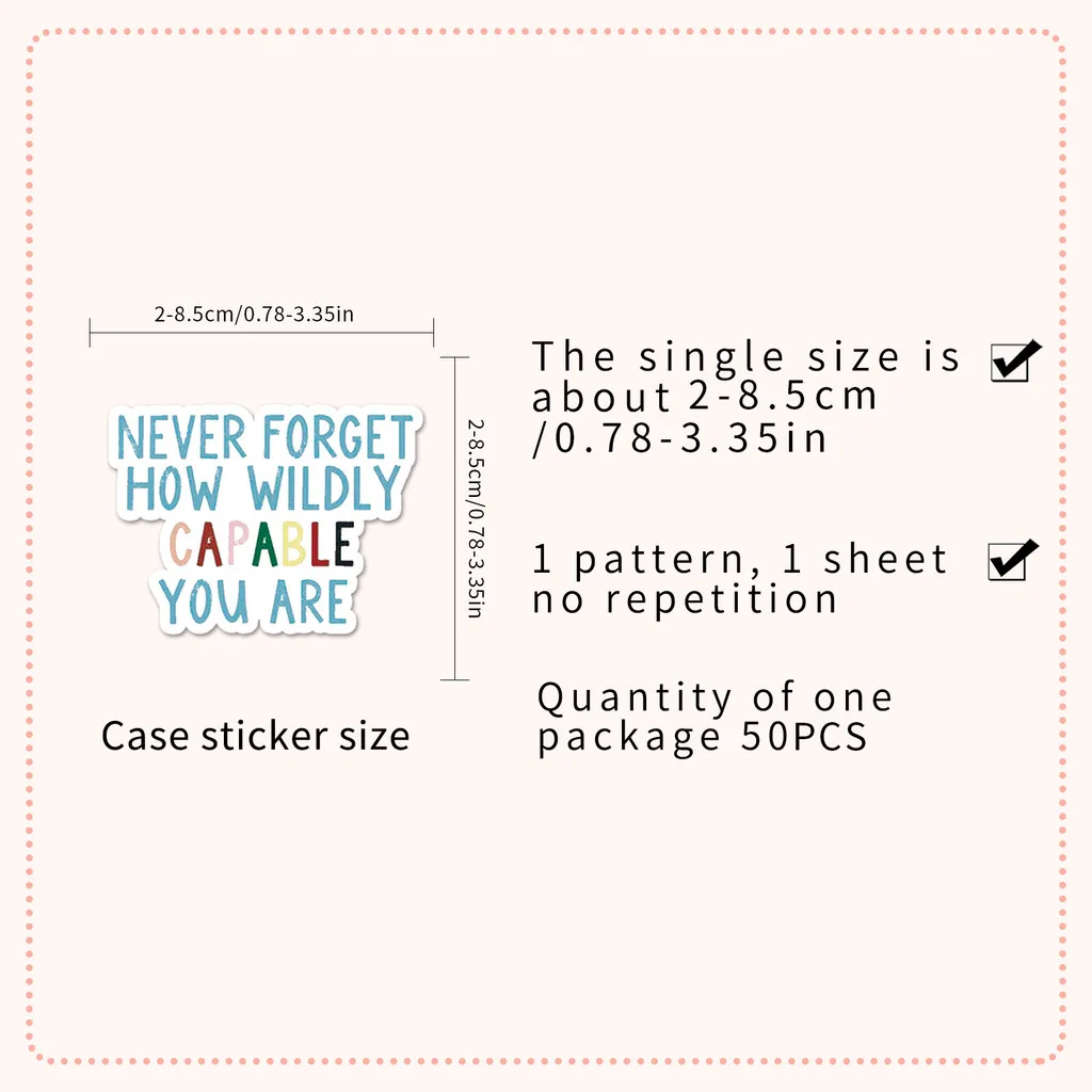 50 قطعة من ملصقات مجلة الصحة العقلية - جرافيتي نصية إنجليزية إبداعية ملهمة، مقاومة للماء، مثالية (متجر Anime Worlds)