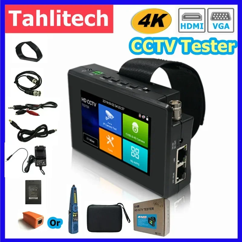 

4 Inch Portable Wrist IP Camera Tester CCTV Tester 4K H.265 IPC CVBS CVI TVI AHD Analog Camera Tester with POE/IP VGA HDMI