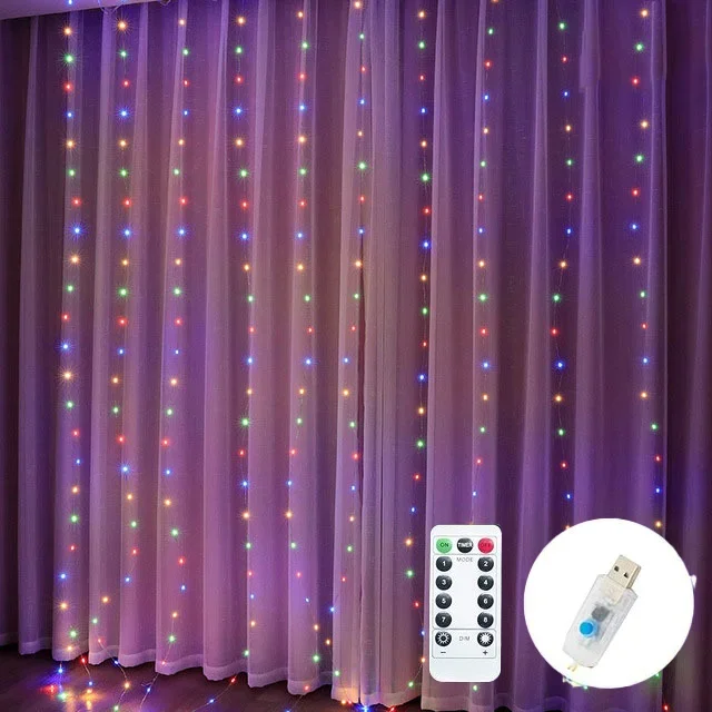 USB-Lichterkette, Urlaub, Hochzeit, Lichterkette, Girlande, Lichter für Schlafzimmer, 3/4/6 m, Fernbedienung, Vorhang, LED, Weihnachtsdekoration