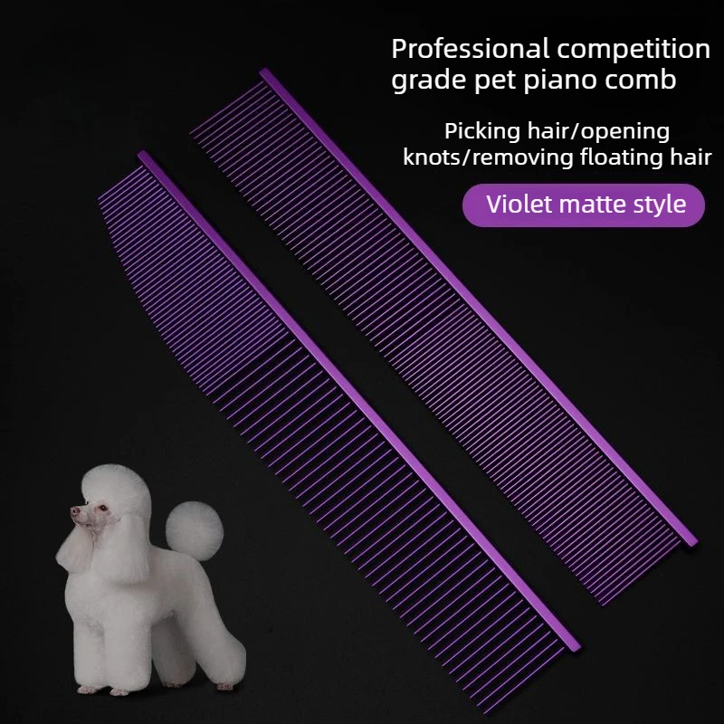 Cepillo de Alta Gama para Mascotas, para Peluqueros, Desenredante, Semidensidad, Específico para Perros, Cepillo Slicker de 22 CM en Elegante Morado Mate, Peine para Gatos