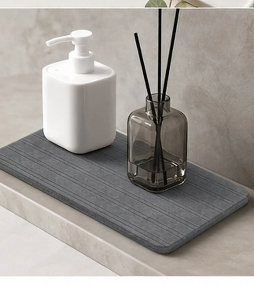 4Pcs Diatomite Water Absorbent Mat Instant Dry Bathroom Countertop Organizer Soap Dish Holder Cup Drying Pad Kitchen Sink Tray