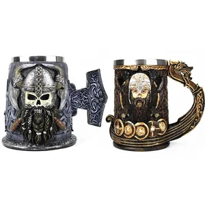 Viking Mug Collection 304 Edelstahleinfügung, Entenbill -Tank -Bierharz, Kaffeetassen, Halloween -Tasse, Freunde, 600 ml 10 Hauptverkaufs -Viking -Becher Esca - №5