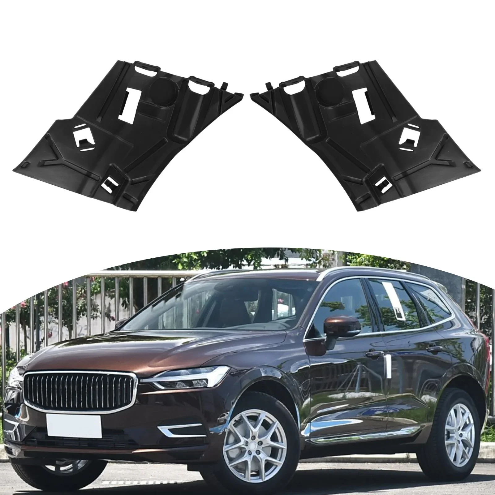 For Volvo XC60 Front Cover Support Brackets Pair Easy Install Plastic Parts from Year Two Thousand Eighteen to Twenty One