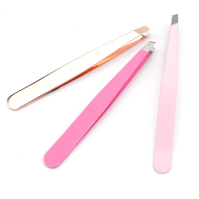 1pcs Eyebrow Tweezer Colorful Hair Beauty Fine Hairs Puller Stainless Steel Slanted Eye Brow Clips Removal Makeup Tools