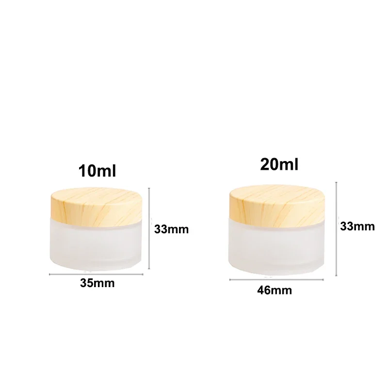 10Pcs 10g 20g Mini Glass Empty Jar Pots Cosmetic Inner Lid Face Cream Lip Balm Container Portable Refillable Bottles for Makeup