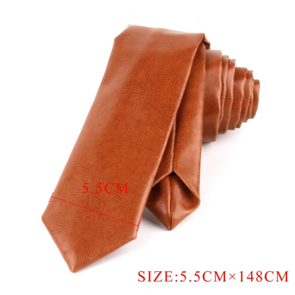 남자를위한 새로운 PU 가죽 넥타이 캐주얼 PU 넥타이 결혼식 비즈니스 정장 넥타이를위한 패션 솔리드 남성 넥타이