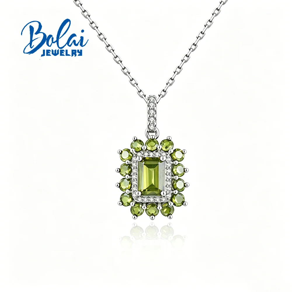 925 Sterling Silver Necklace Natural peridot Ethiopia Pendant Vintage jewelry for women's Birthday Engagement gifts