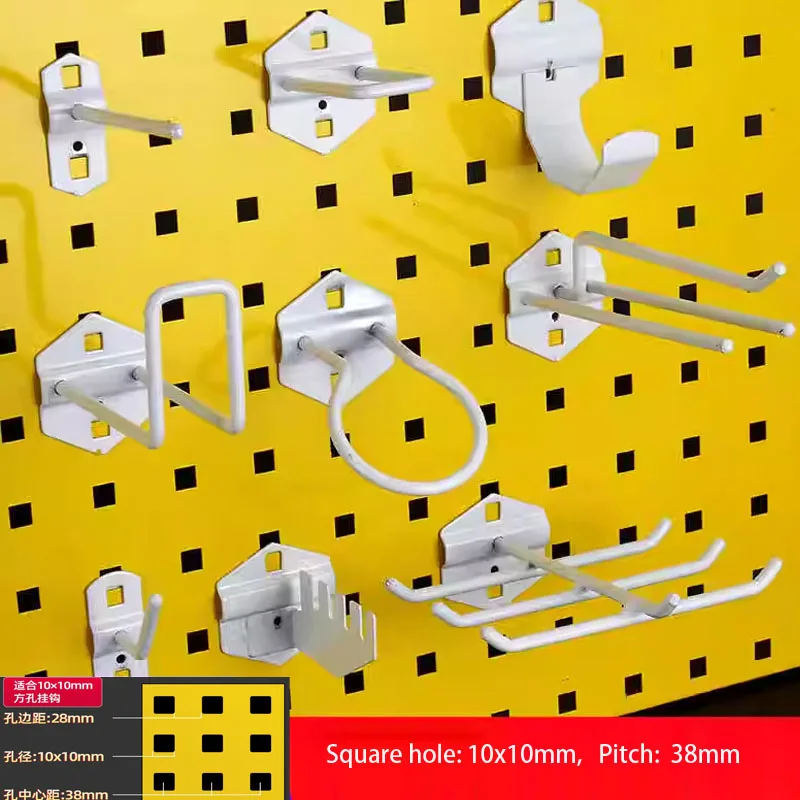 Black/White 38mm pitch 10x10cm Square hole tool hanging board pegboard hook display rack accessories