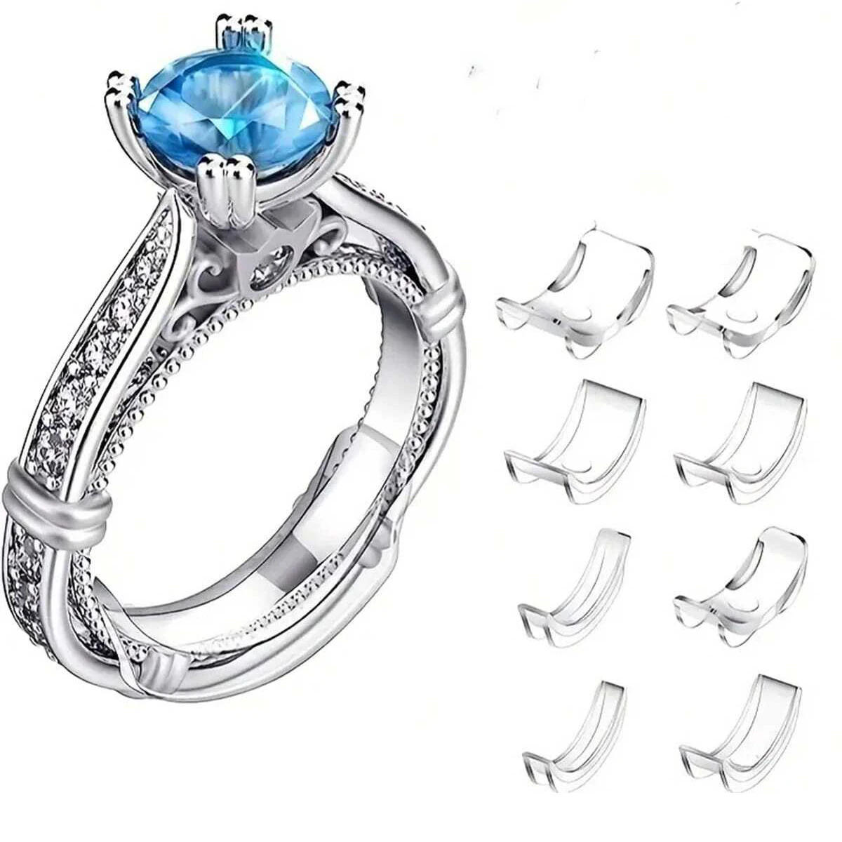 8Pcs Invisible Clear Size Adjuster for Loose RingsAdjustable ReducerFits Any Adjustable Ring Tool
