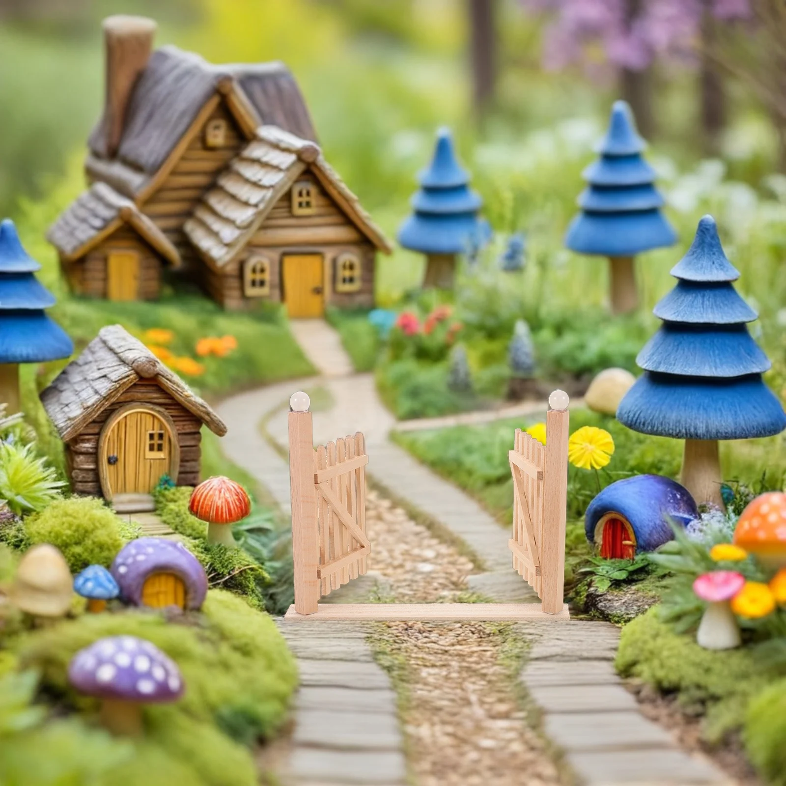 

Miniature Wooden Double :12 Dollhouse Garden Entrance Door Realistic Outdoor DIY Fence Decoration Miniature Fence