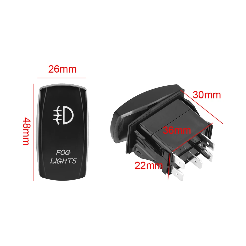 Car Dashboard Button Connector Illuminated ON-OFF Fog Light  Switch LED Rocker Switch