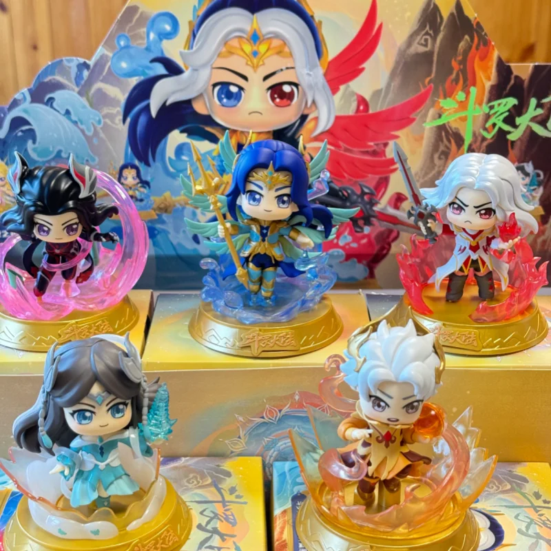 Figurinha de Animação Oficial e Autêntica Douluo Continent Blind Box - Capítulo da Ascensão Divina - Tang San, Xiao Wu, Shrek e Sete Monstros