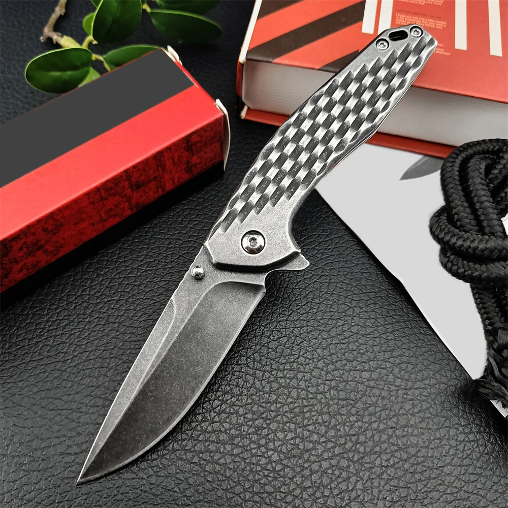 Tappet 1353 Practical Pocket Knife Blackwashed Drop Point Blade Flipper Assisted Everyday Carry Outdoor Hunting Folding Knives