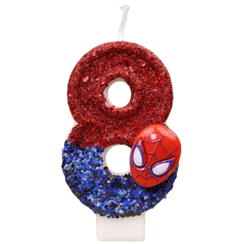 1 Stück Spider Man Geburtstagskerzen Anime Cartoon Avenger Superheld Spidermans Glänzende Zahlenkerzen Geburtstagsdekorationen