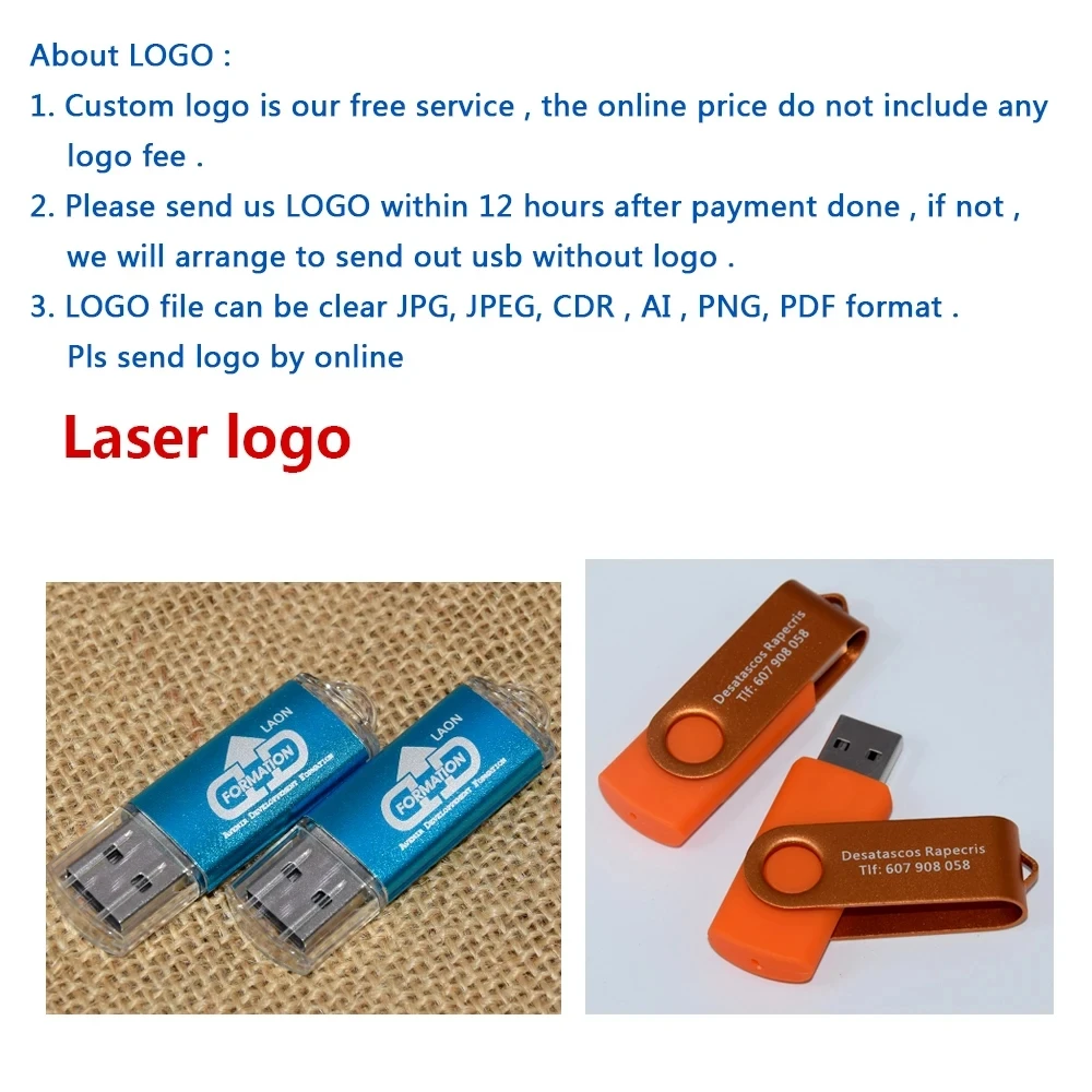 50pcs/lot USB2.0 Flash Drive 64GB 32GB Pen Drive Memory Stick Pendrive 4GB 8GB 16GB U Disk Thumb Flash Disk Gift Free laser logo