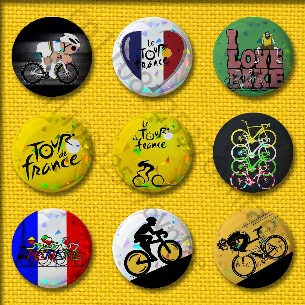 

T-Tour de France Bike Badges Badge 75mm 25mm 44mm 32mm 58mm Round Pin Brooch Souvenir Cosplay Gift Adornment