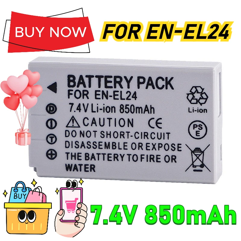

7.4V 850mah EN-EL24 Lithium Battery for Nikon EL24 J5 1J5 Camera Batteries