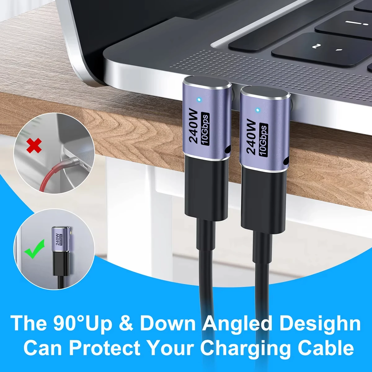 5A 240 واط USB4 OTG نوع C إلى C Thunderbolt 4 تمديد مهائي كابلات L نمط ذكر إلى أنثى إلى أنثى للهاتف المحمول PC 40Gbps