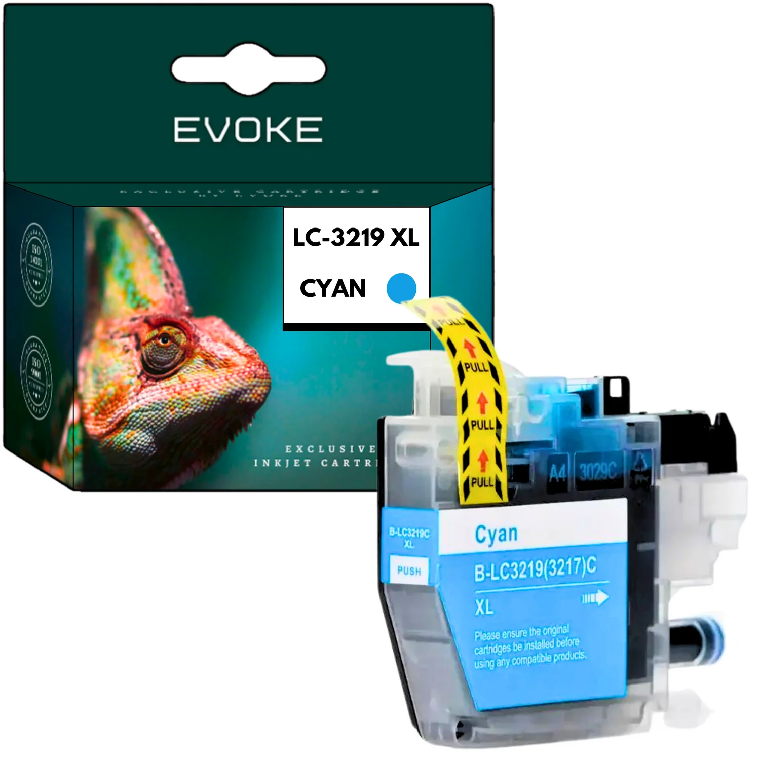 Evoke Compatibele Inkt voor Brother Lc-3219Xl Lc3219Xl Lc3219Xlc Cyaan 18 ml 1350 Pagina's Mfc-J5330Dw J5335Dw J5730Dw J6530Dw