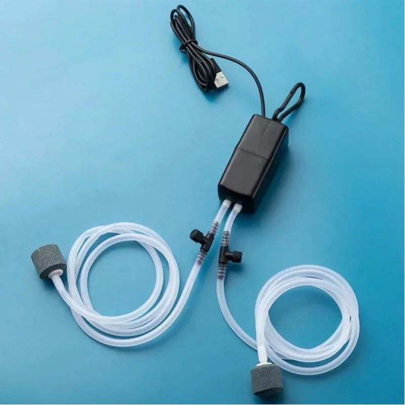 Mini-Aquarium-Luftpumpen-Set Sauerstoffpumpe mit Luftstein, Geräuscharm und Energieeffizient, USB-Aquariumfilter, Zubehör für Fischbecken
