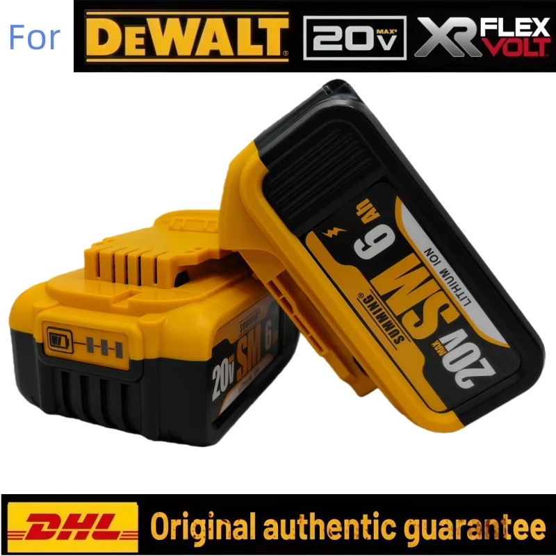 

2025 NEW 100% For Dewalt 20V Battery, 6AH Rechargeable Lithium Ion Battery DCB200 Power Tool Replacement Battery
