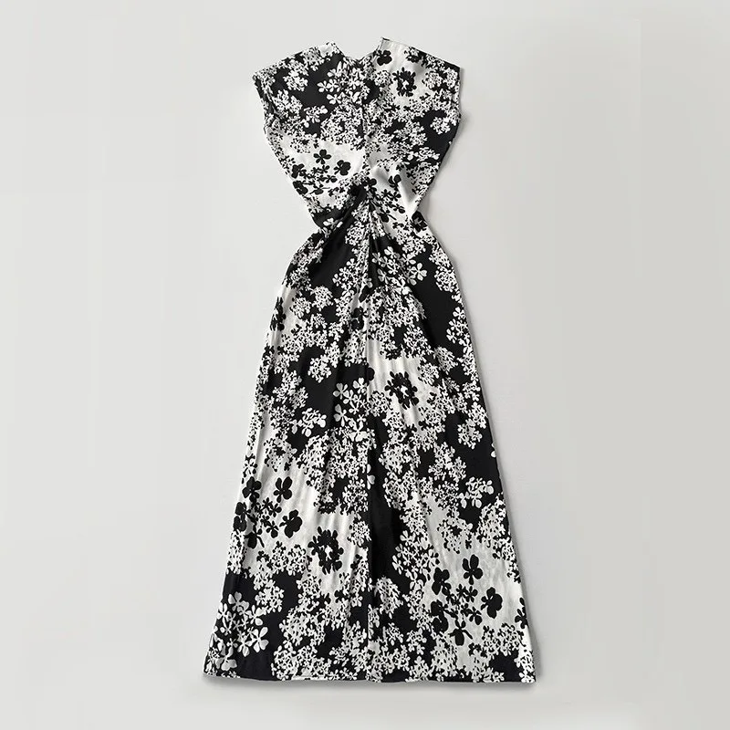 Robes de luxe à imprimé floral pour femmes, chemise à manches tombantes, t-shirt élégant avec ceinture, printemps et été 2025