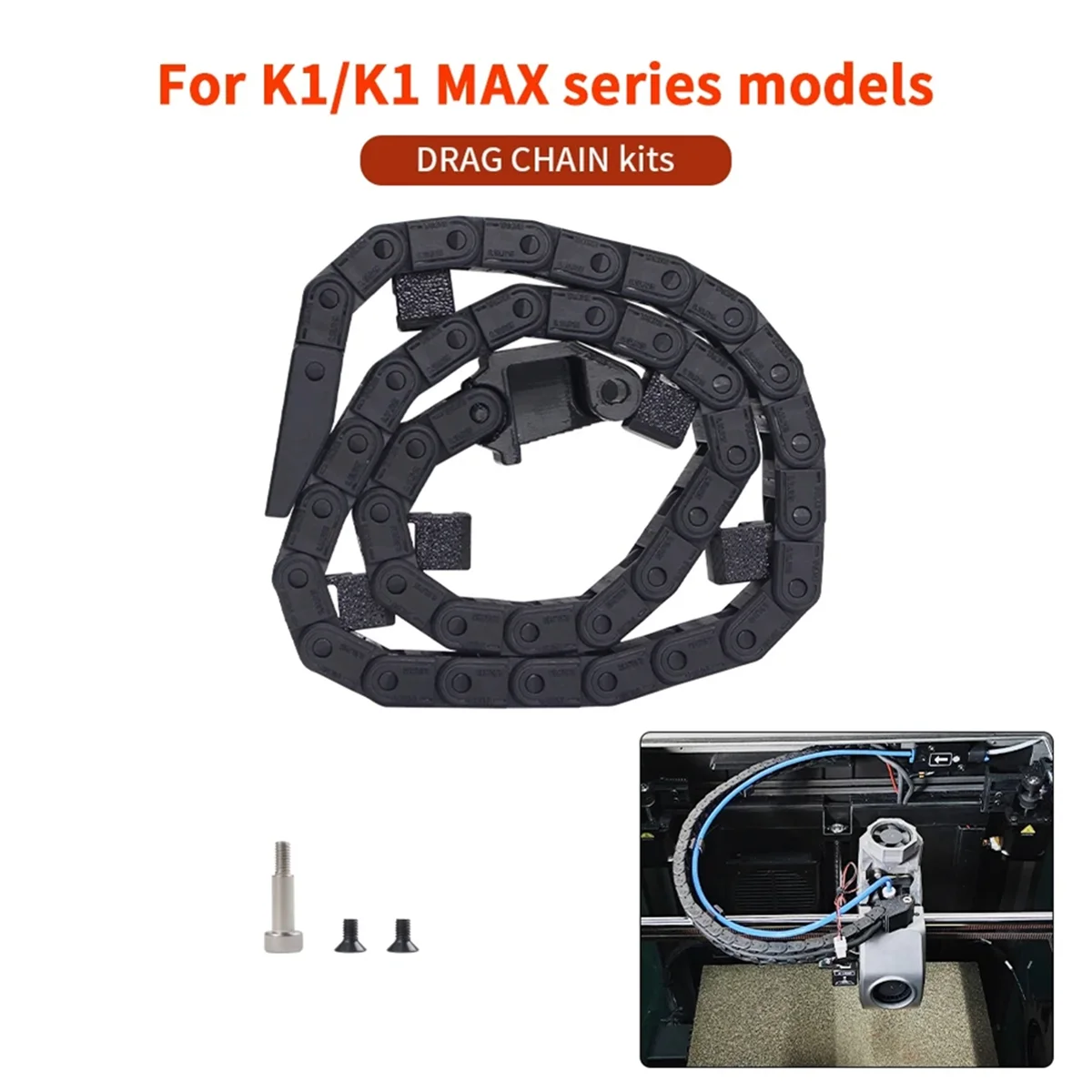 A56XQ For Creality K1/K1 Max Open Drag Chain Bridge Type 6x10mm Cable Carrier for K1/K1 Max 3D Printer