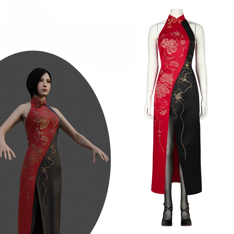 

Game Resident Chinese Qipao Cosplay Costume Evil Ada Cos Outfits Superhero Sexy Cheongsam Halloween Party Special Agent Clothing