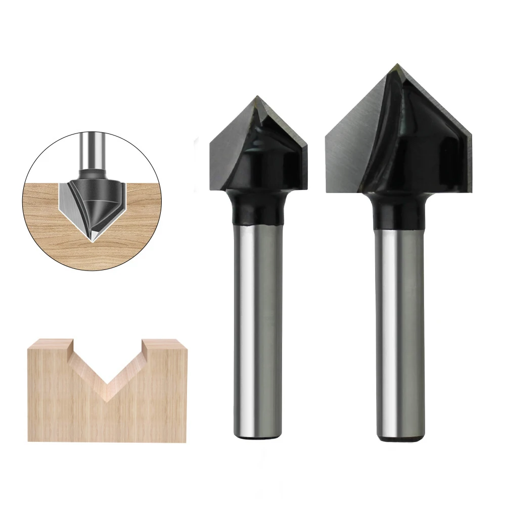 

1pc 1/4" Shank 90 Degree V-type Milling Cutter Wall Flanging Router Bit Trimming Engraving Machine Cutter Woodworking Tools