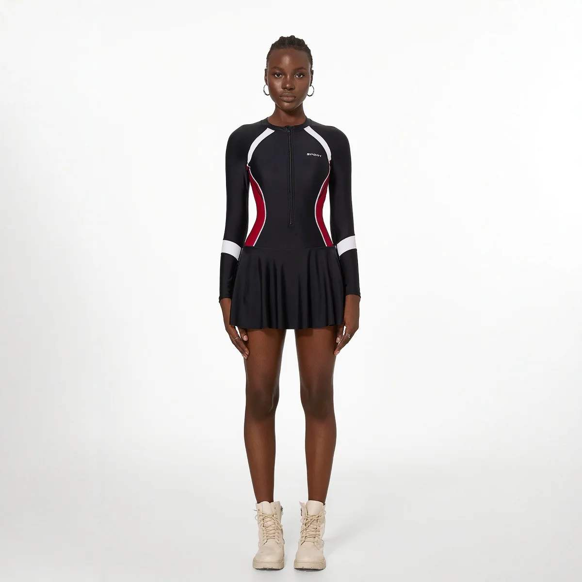 

Женские водонепроницаемые юбки из спандекса с длинными рукавами для пляжного серфинга, цельные профессиональные быстросохнущие нейлоновые купальные костюмы с подкладкой для купания