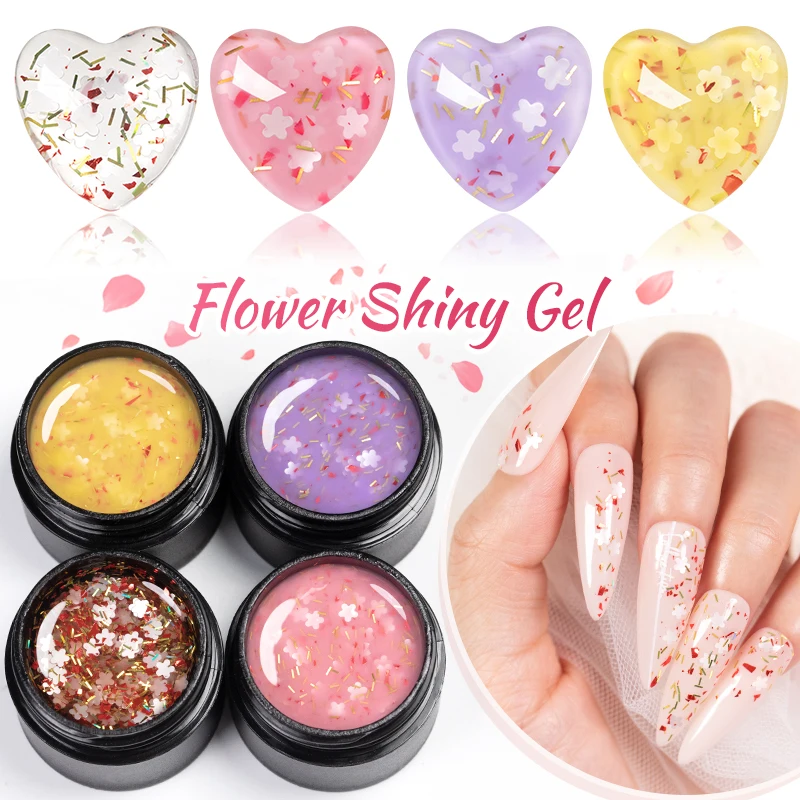 BOZLIN  Flower Shiny Gel 5ml Glitter Sequins Nail Polish Soak Off UV  LED Painting Nail Gel DIY  Nail Art Design Varnish