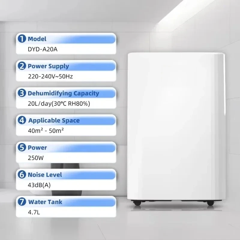 DYD-A20A 20L المدمج في المؤين الذكية واي فاي آلة إزالة الرطوبة المحمولة لتنقية الهواء مزيل الرطوبة المنزلية