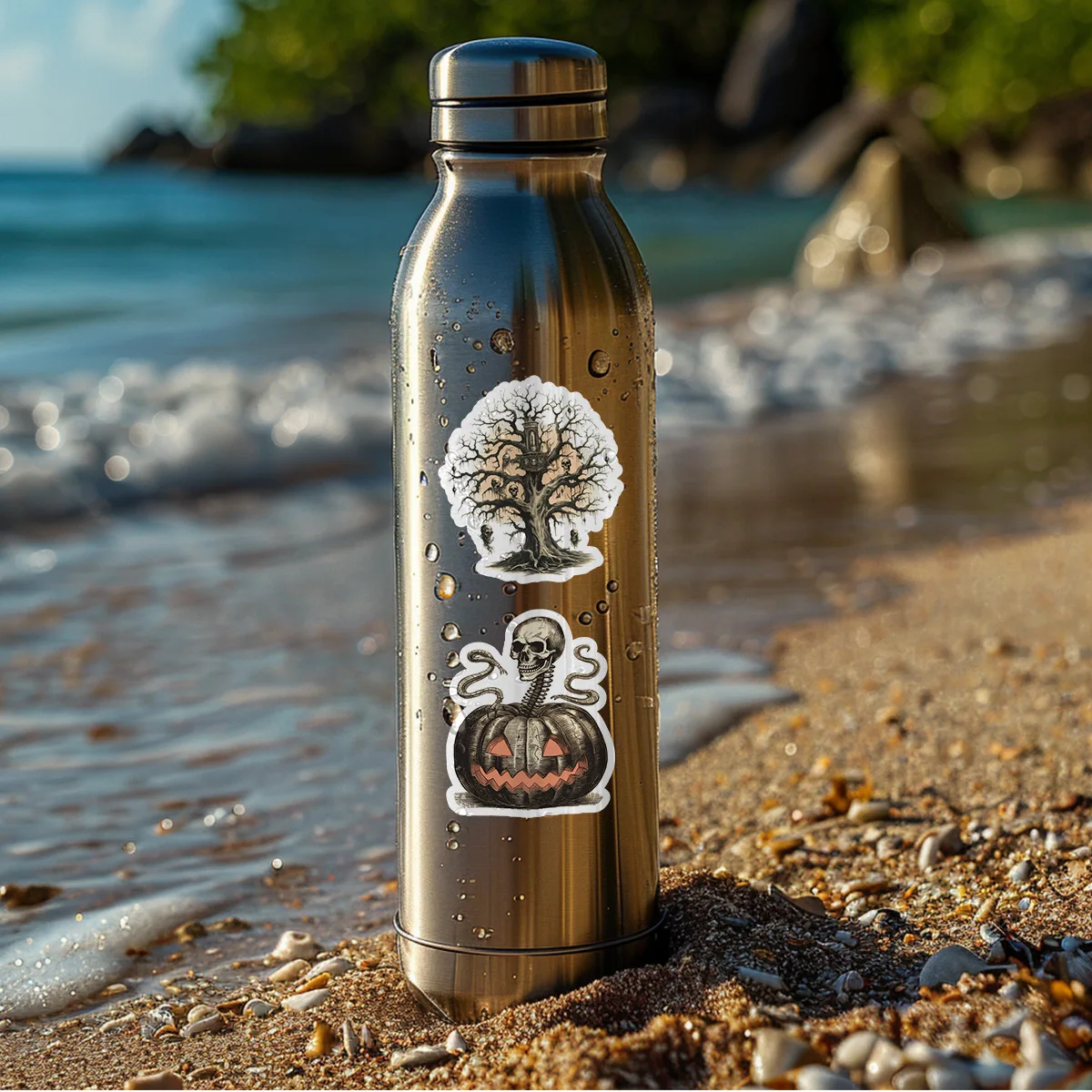 50 قطعة ملصقات الهالوين الرعب الرجعية ملصقات صناعة يدوية سكرابوكينغ الهاتف الأمتعة الشارات مقاوم للماء