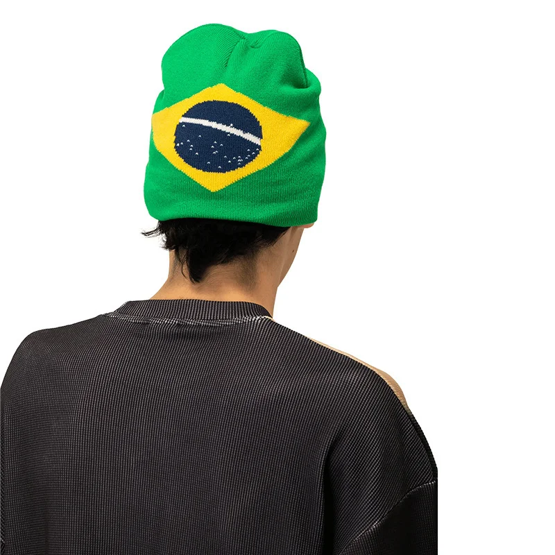 

Brazilian Flag Hat Knitted Hat Men's and Women's Hip Hop unisex Brazil Emblem Winter Warm Hat
