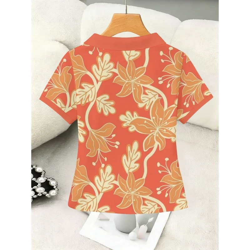 2026Women's Fashionable Multifunctional Buckle-FreePoloShirt,Creative Artistic Floral Wrapping Paper